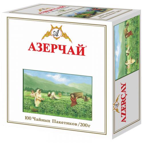 Чай Азерчай зеленый 100 пакетиков 200 гр., картон