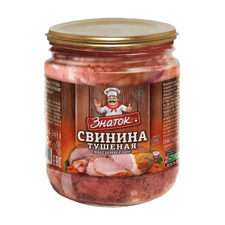 Свинина тушеная Знаток в/с 500 гр., стекло