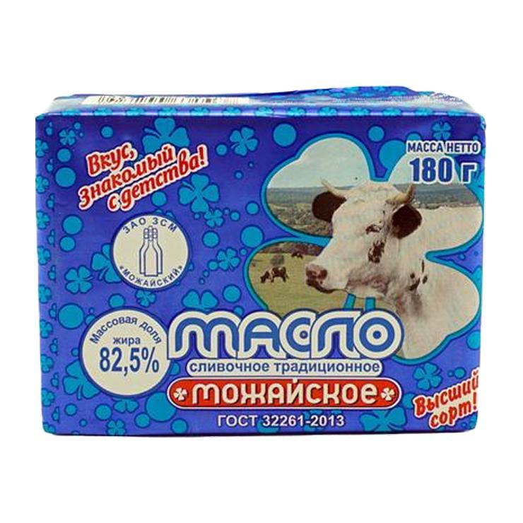 Масло сливочное Можайское традиционное 82,5% 180 гр., обертка