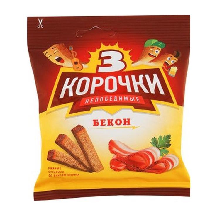 Сухарики 3 Корочки бекон 40 гр., флоу-пак