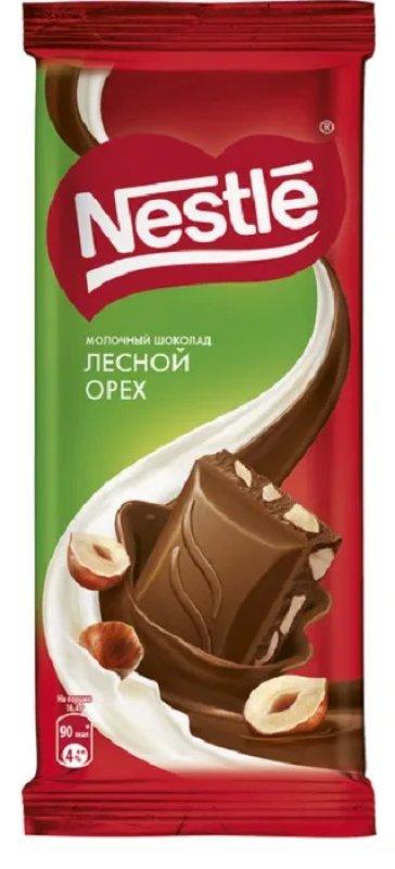 Шоколад Nestle молочный с лесным орехом 82 гр., флоу-пак