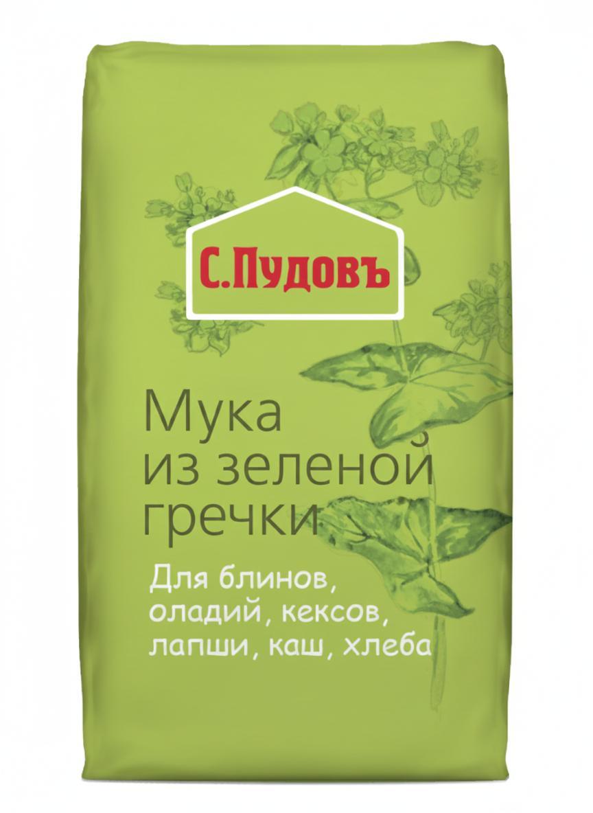 Мука из зеленой гречки С.Пудовъ 500 гр., бумага