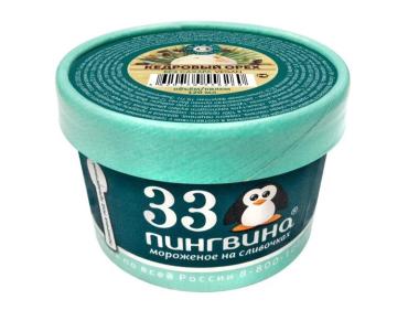 Мороженое  33 Пингвина Кедровый орех без сахара, 60 гр., ПЭТ