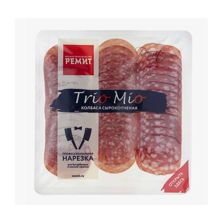 Колбаса сырокопченая Ремит Trio Mio ассорти нарезка 100 гр., вакуум