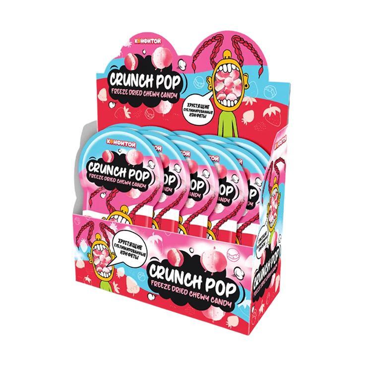 Конфеты жевательные Конфитой Crunch pop сублимированные клубника со сливками 10 гр., блистер