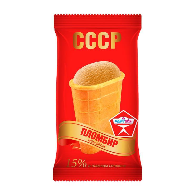 Мороженое пломбир ДАВАЙС крем-брюле 15% в плоском вафельном стакане 90 гр., флоу-пак