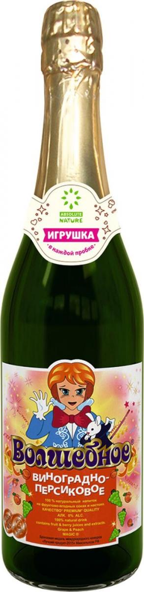 Детское шампанское Absolute Nature волшебное виноградно-персиковый, 750 мл., ПЭТ