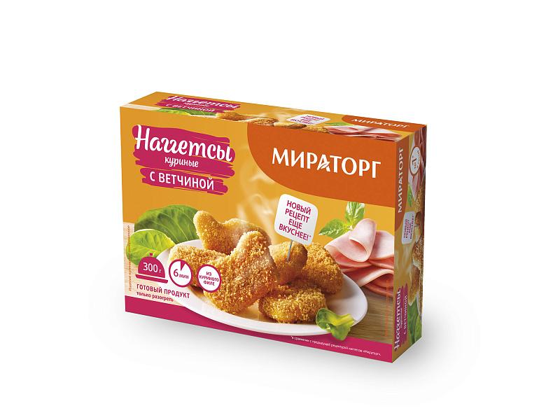 Наггетсы Мираторг куриные с ветчиной 300 гр., картон