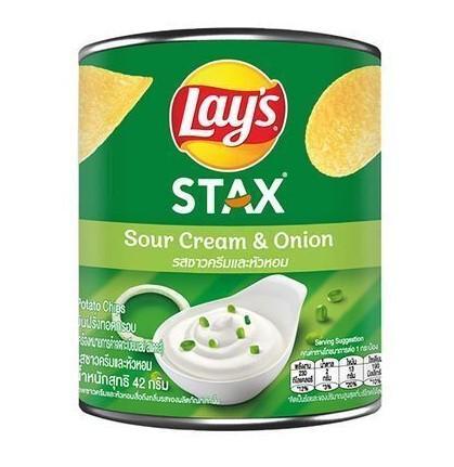 Чипсы картофельные Lay's Stax Сметана и лук 42 гр., туба