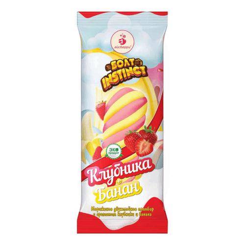 Мороженое Инстинкт двухслойное пломбир клубника банан эскимо 55 гр., флоу-пак