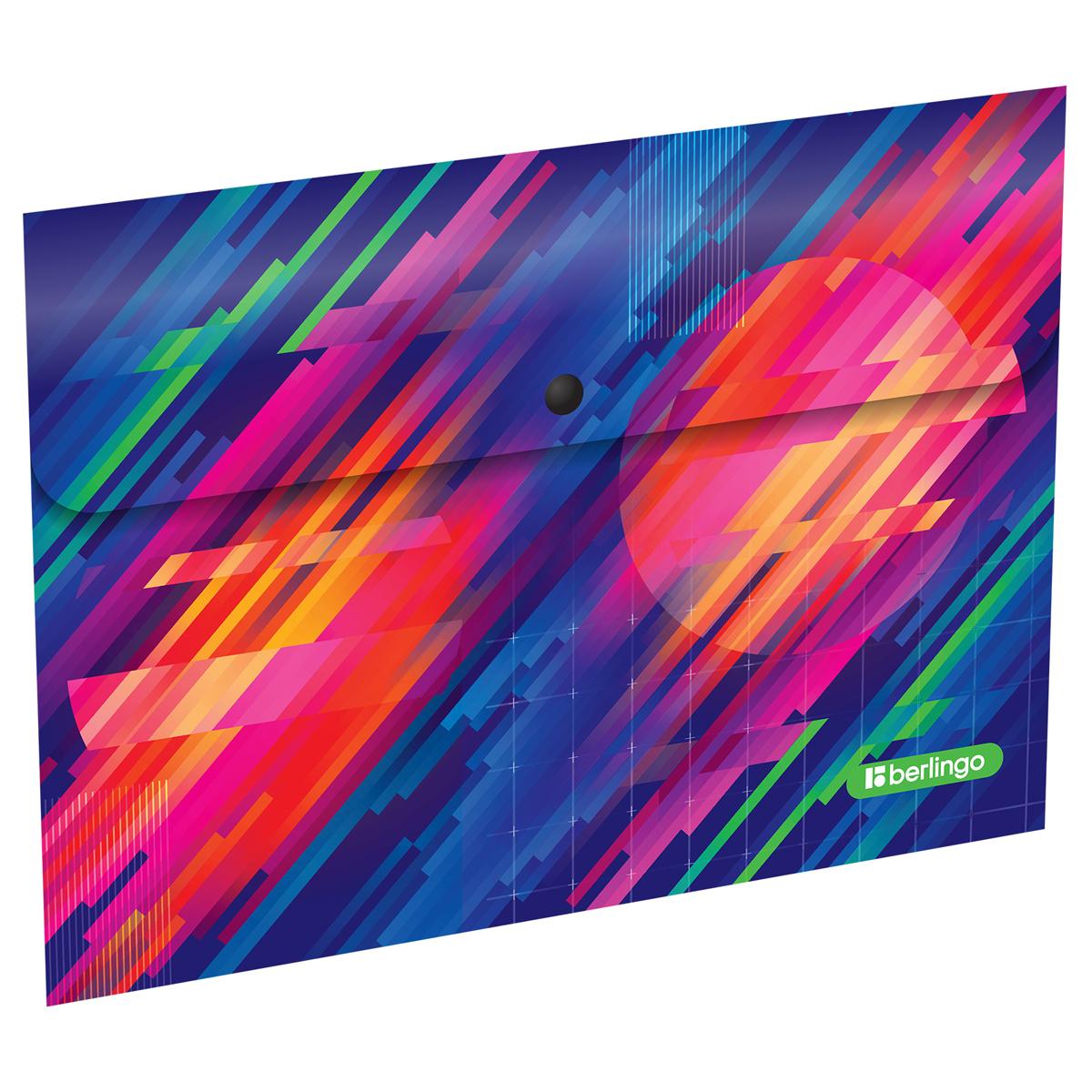 Папка-конверт на кнопке BerlingoGlitch, 330мкм, с рисунком