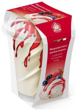 Мороженое Ваниль с джемом Лесные ягоды РосФрост, 175 гр., пластиковый стакан