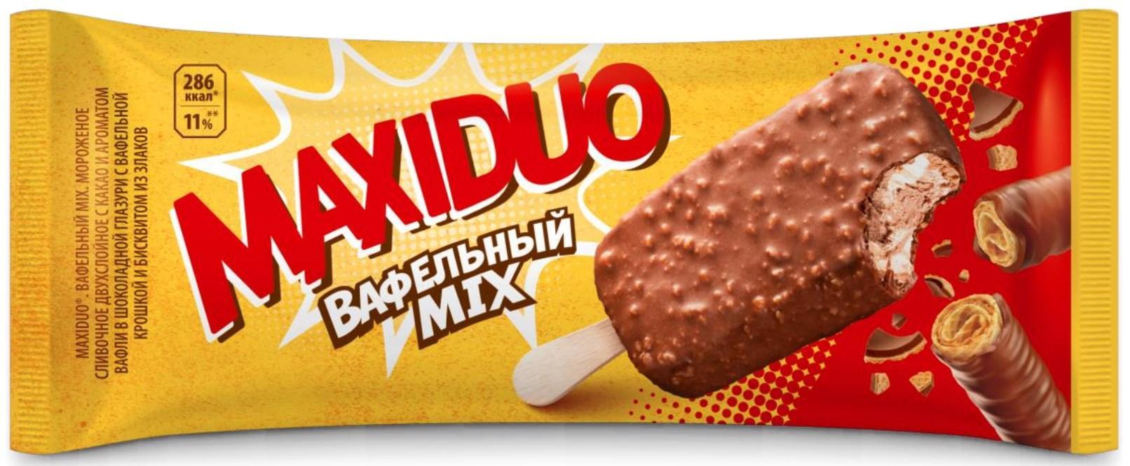 Мороженое Nestle Maxiduo эскимо вафельный mix 63 гр., флоу-пак