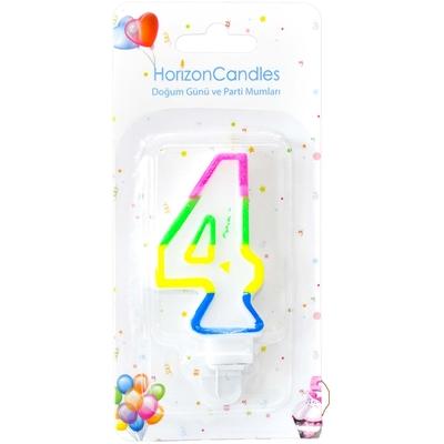 Свеча для торта цифра 4 разноцветная HorizonCandle