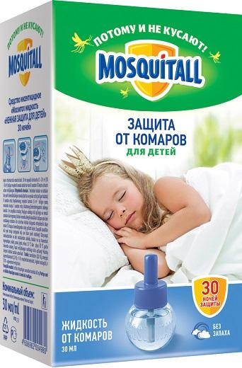 Жидкость от комаров к фумигатору для детей Mosquitall Нежная защита 30 ночей, 30 мл., картонная коробка