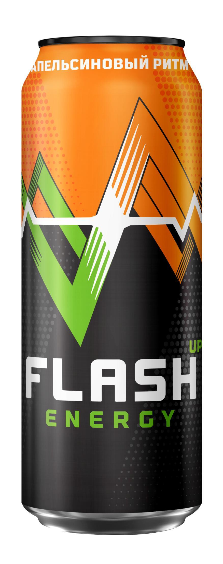 Напиток энергетический Flash up Energy Апельсиновый Ритм безалкогольный газированный 450 мл., ж/б