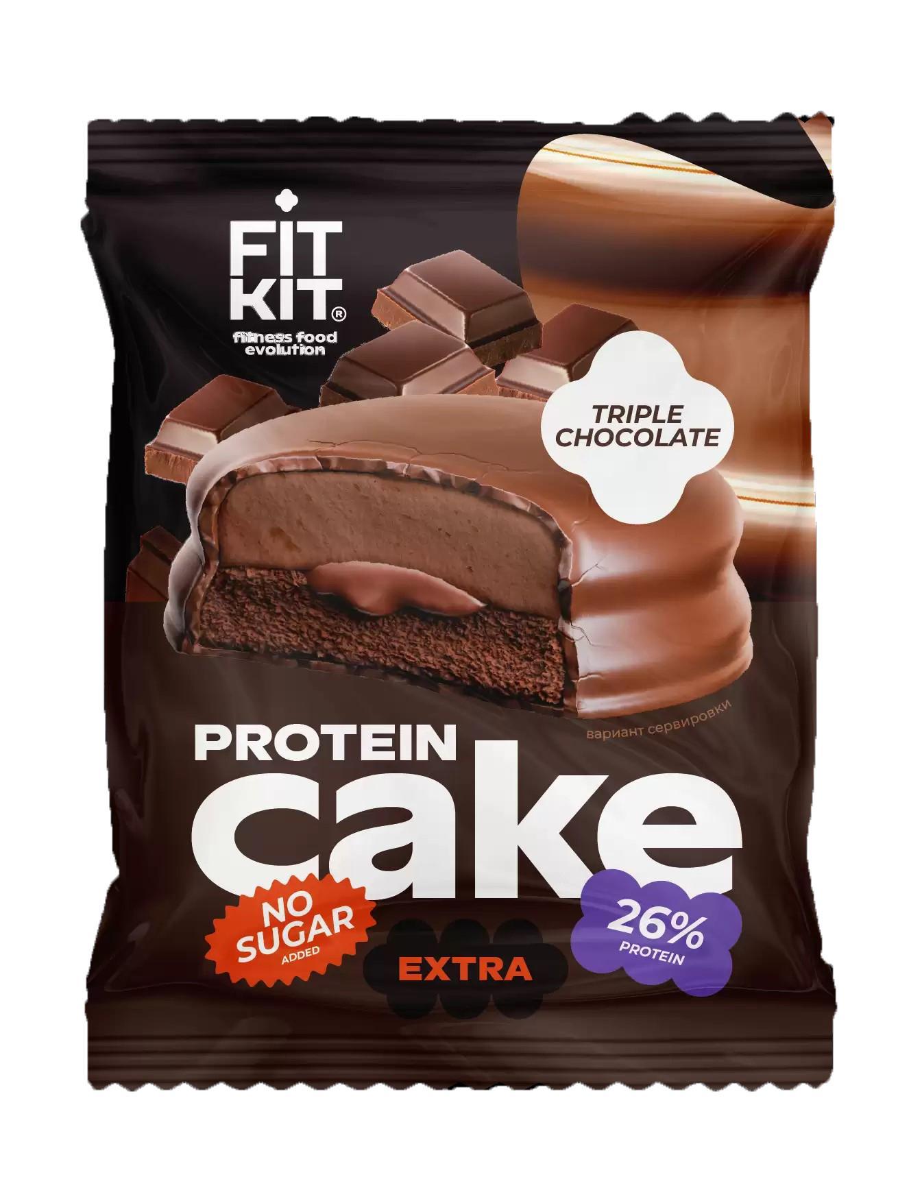 Печенье FIT KIT Protein Cake EXTRA тройной шоколад  50 гр., флоу-пак