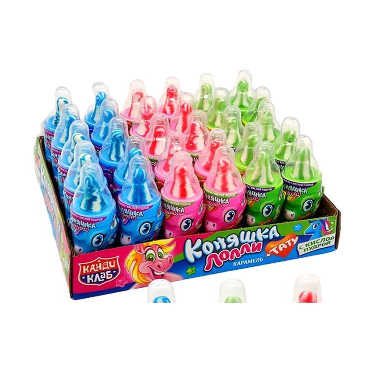 Карамель Канди Клаб коняшка Лолли с кислой пудрой и тату 5 гр., ПЭТ