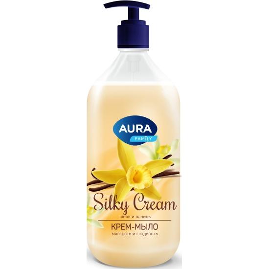 Крем-мыло жидкое AURA Silky Cream Шелк и ваниль 1 л., флакон с дозатором