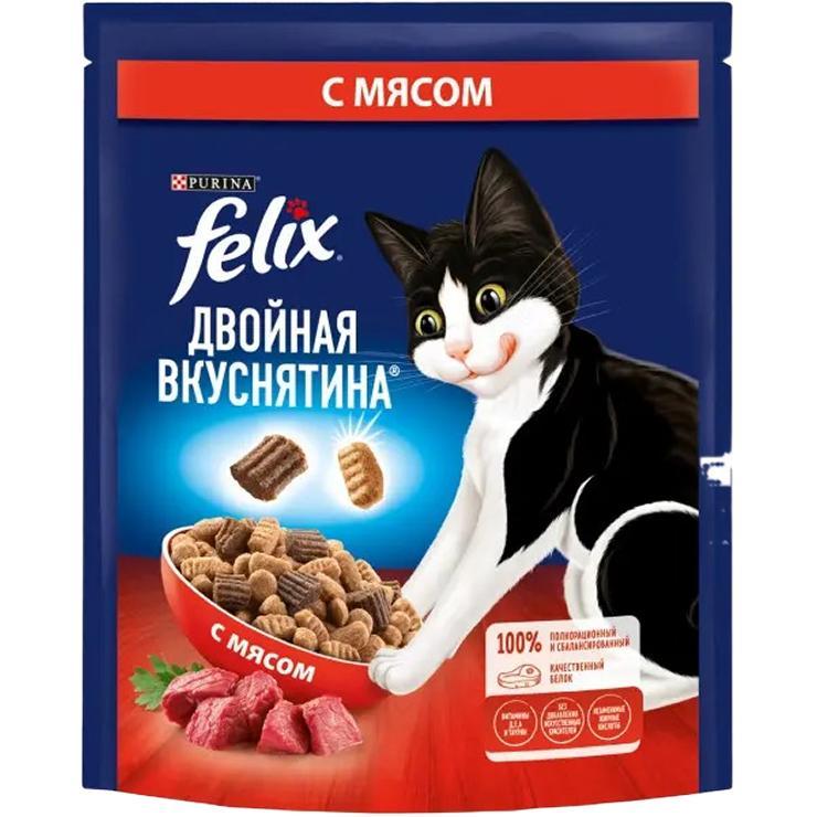 Корм для кошек сухой Felix двойная вкуснятина с мясом 200 гр., дой-пак