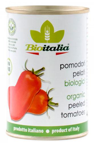 Томаты Bioitalia очищенные в томатном соке, 400 гр, ж/б
