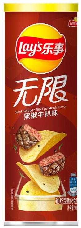 Чипсы картофельные Lay's Stax Black Pepper Rib Eye Steak 90 гр., туба