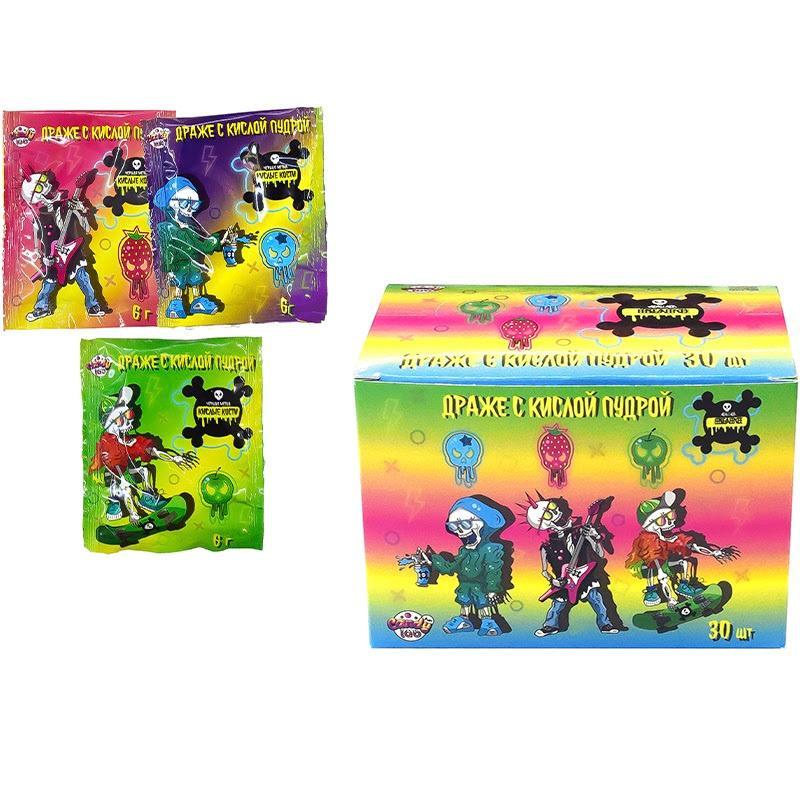 Драже Fun Candy Lab с кислой пудрой черная метка кислые кости 6 гр., саше