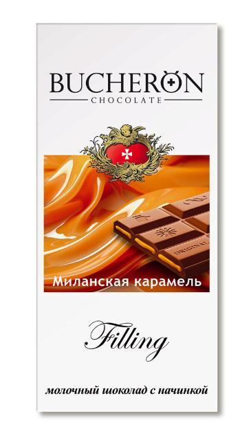 Шоколад Bucheron Filling молочный с начинкой миланская карамель 85 гр., картон
