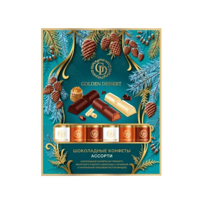 Конфеты Golden Dessert шоколадные ассорти Ореховое 264 гр., картон