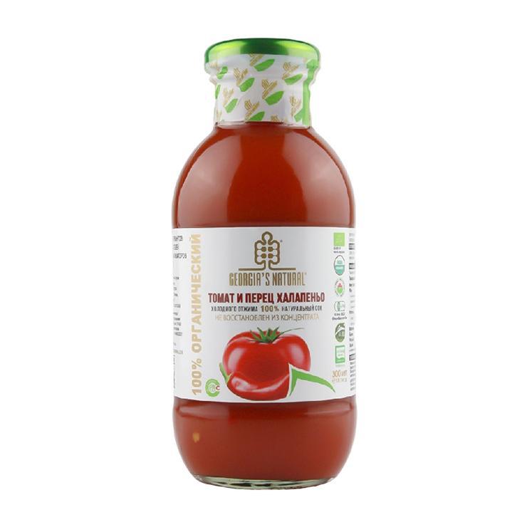 Сок GEORGIA'S NATURAL Organic томат перец халапеньо холодный отжим 330 мл., стекло