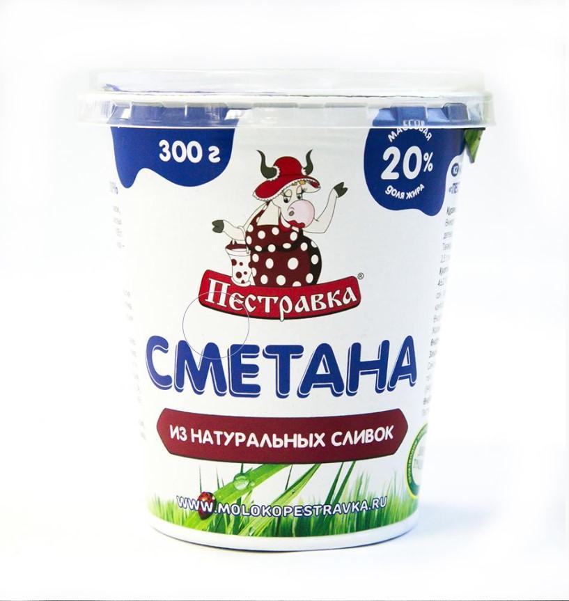 Сметана Пестравка 20% 300 гр., стакан