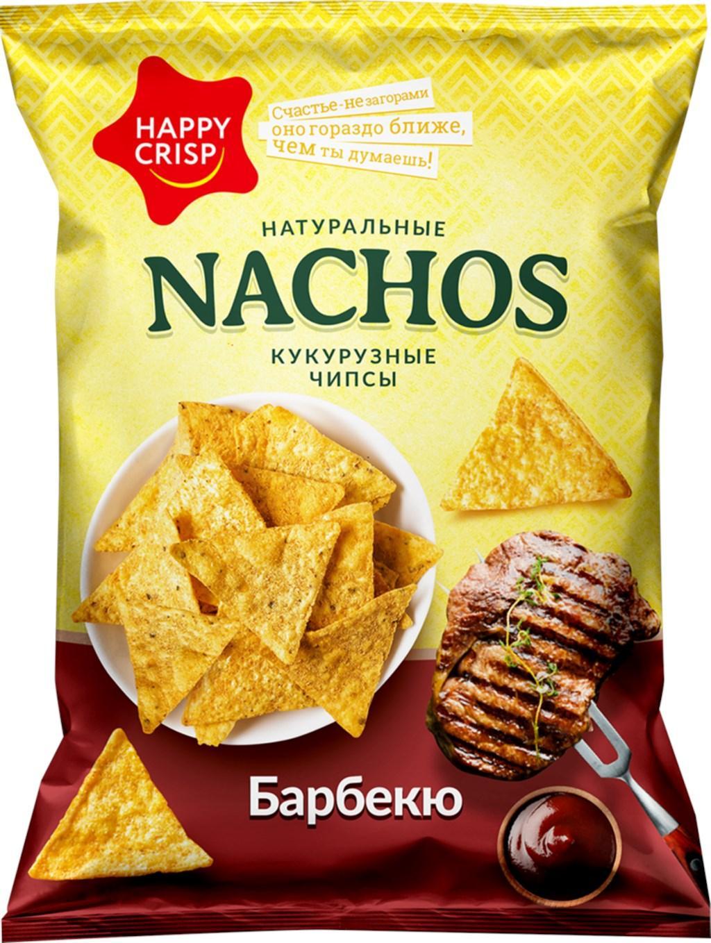 Чипсы кукурузные Happy crisp Nachos Барбекю 75 гр., флоу-пак