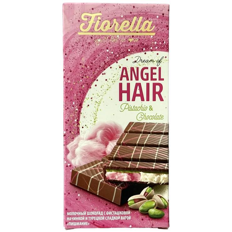 Шоколад Angle Hair молочный с фисташковым кремом и пишмание турецкой сахарной ватой 80 гр., картон