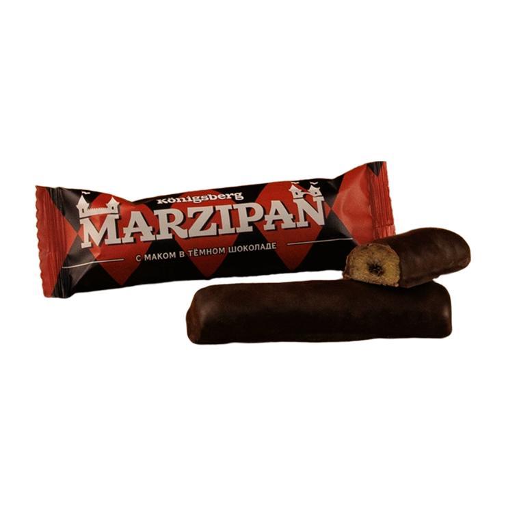 Марципановый батончик ШААКЕН ДОРФ в темном шоколаде с маком 40 гр., флоу-пак