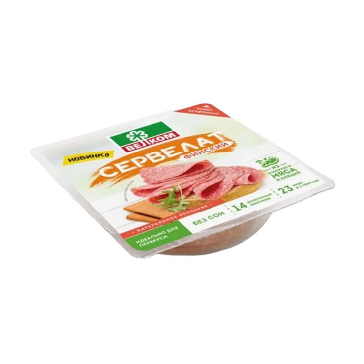 Колбаса Велком Сервелат финский варено-копченый 150 гр., ГЗС