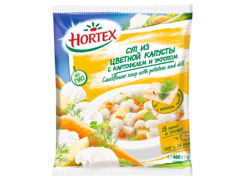 Смесь овощная Hortex Суп из цветной капусты с укропом быстрозамороженная, 400 гр., флоу-пак