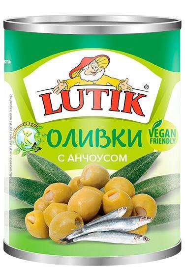 Оливки Lutik с анчоусом 314 гр., ж/б