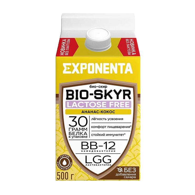 Напиток кисломолочный EXPONENTA bio skyr обезжиренный 3в1 ананас кокос 500 гр., тетра-пак