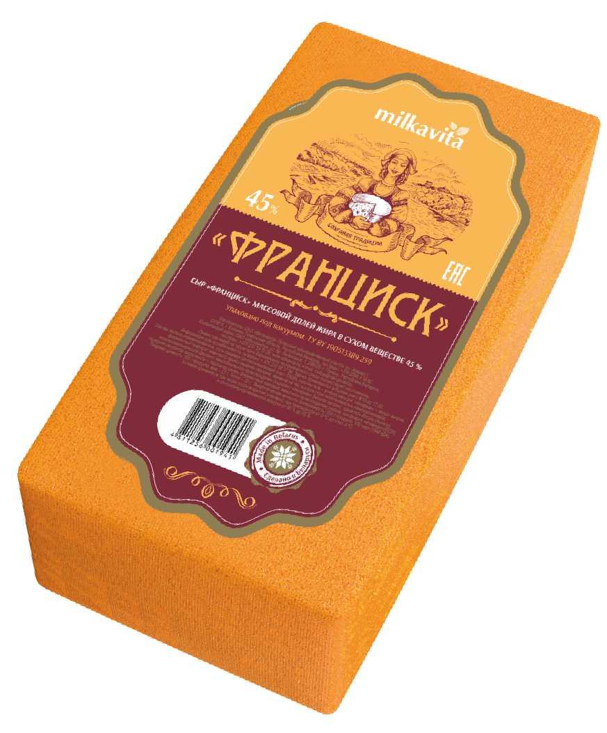 Сыр Милкавита  45% брус оранжевый Франциск , 6 кг., оболочка