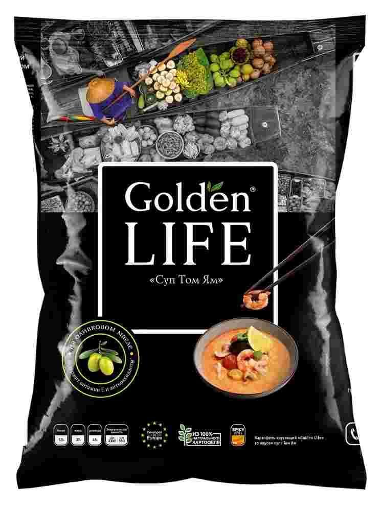 Картофель хрустящий Golden Life со вкусом супа том ям 90 гр., флоу-пак