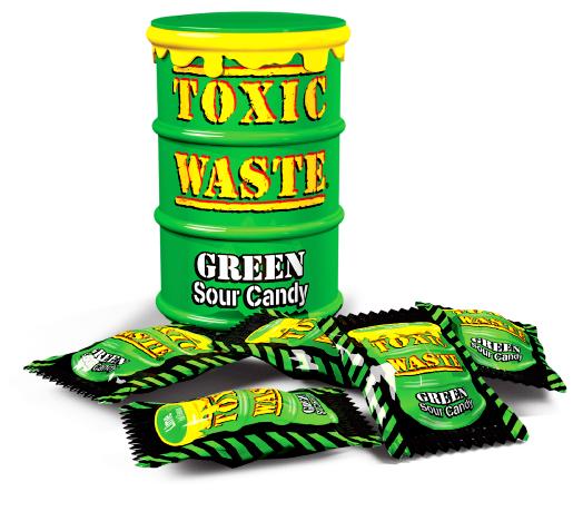 Леденцы Green Sour Candy Toxic Waste, 42 гр., пластиковая банка