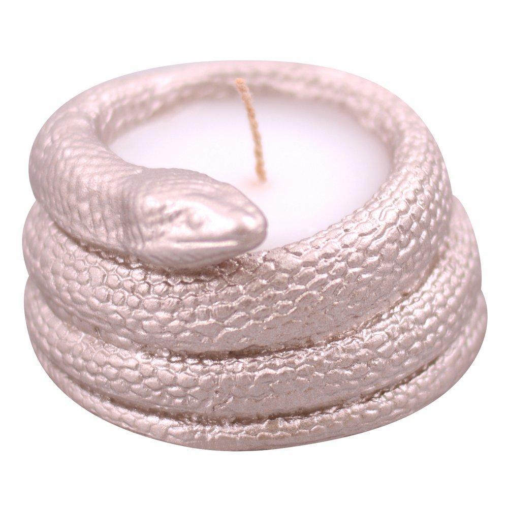 Свеча декоративная с подсвечником Мультидом змейка 7,5х7,5х4 см., пакет