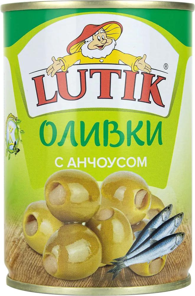 Оливки LUTIK зеленые с анчоусом 280 мл., ж/б