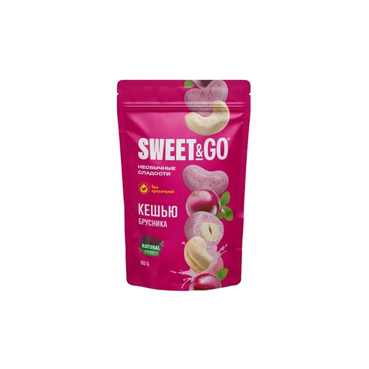 Конфеты SWEET&GO кешью брусничная глазурь 80 гр., дой-пак