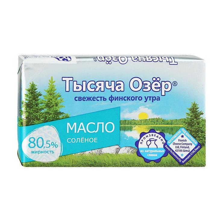 Масло сливочное Тысяча Озер соленое 80,5% 100 гр., обертка
