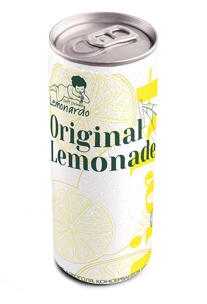 Лимонад Lemonardo Original Lemonade Light с маракуйей натуральный со стевией 330 мл., ж/б