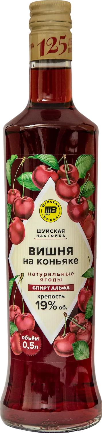 Спиртной напиток настойка Шуйская вишня на коньяке сладкая 19% Россия 500 мл., стекло