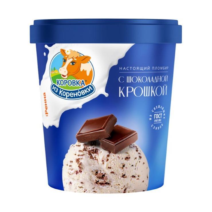 Мороженое пломбир Коровка из Кореновки шоколадная крошка 300 гр., ведро