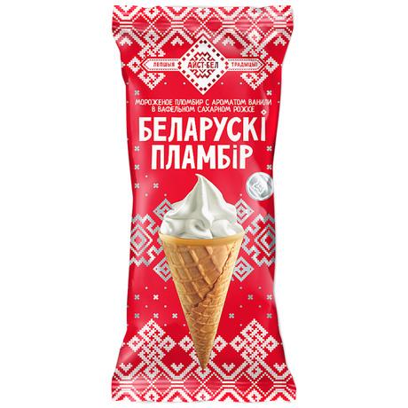 Мороженое Белорусский Пломбир рожок 80 гр., флоу-пак