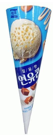 Мороженое Seoju Сгущенка с карамелью рожок 150 мл., обертка